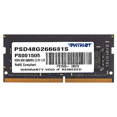 Memória Ram Para Notebook Patriot Signature 8Gb / Ddr4 / 2666Mhz - (Psd48G266681S)