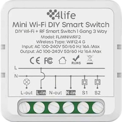 Interruptor Inteligente 4Life FLMINIWRF2 1 Gang Wi-Fi RF - Branco