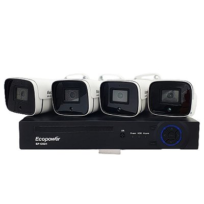 Kit de Vigilância CCTV Ecopower EP-C021 DVR + 4 Câmeras - Preto/Branco
