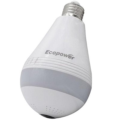 Lâmpada com Câmera de Vigilância Ecopower EP-C005 HD Wi-Fi - Branco