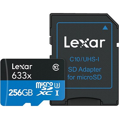 Memória Micro SD Lexar Professional 633X 100-45 MB/s C10 U3 256 GB (LSDMI256BBNL633A)