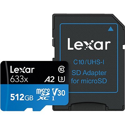 Memória Micro SD Lexar Professional 633X 100-70 MB/s C10 U3 512 GB (LSDMI512BBNL633A)
