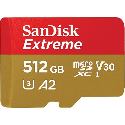 Memória Micro SD SanDisk Extreme 190-130 MB/s U3 512 GB com Adaptador (SDSQXAV-512G-GN6MA)