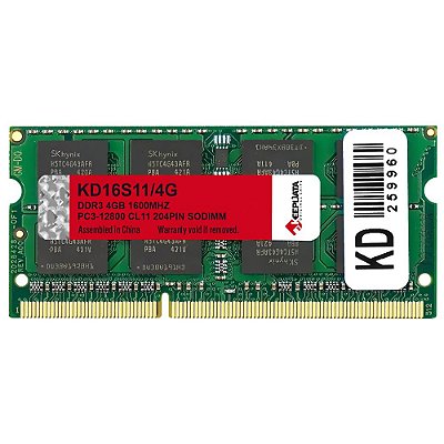 Memória RAM DDR3 SO-DIMM Keepdata 1600 MHz 4 GB KD16S11/4G