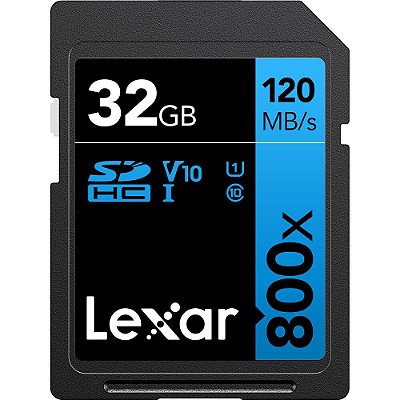 Memória SD Lexar 800X Blue Series 120-10 MB/s C10 U1 V10 32 GB (LSD0800032G-BNNNU)