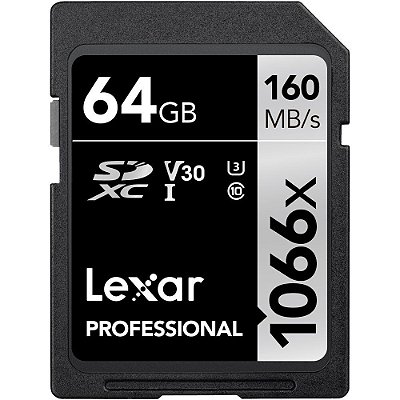 Memória SD Lexar Professional 1066X 160-70 MB/s C10 U3 64 GB (LSD1066064G-BNNNU)