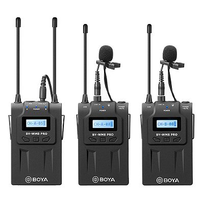 Microfone Sem Fio Boya BY-WM8 PRO K2 (2TX+1RX) - Preto