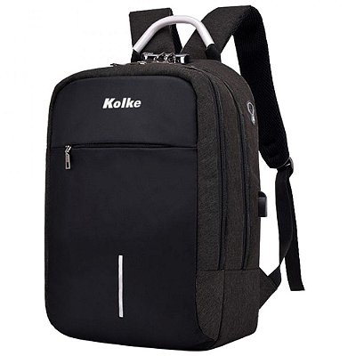 Mochila Kolke KVM-338 com Cadeado - Cinza Escuro