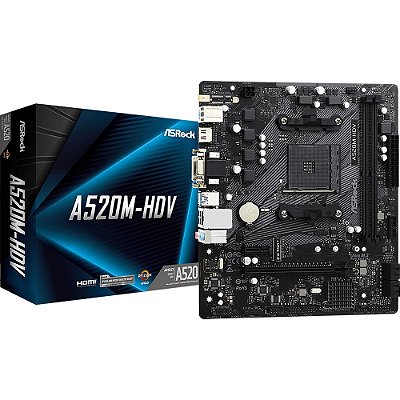Placa Mãe ASRock A520M-HDV AM4 DDR4 Micro ATX