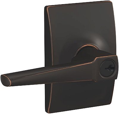 Fechadura de entrada com chave com alavanca Eller Lever com acabamento Century, bronze envelhecido SCHLAGE F51A ELR 716 CEN