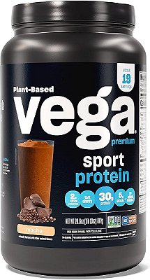 Pó de proteína esportiva premium de mocha da Vega, vegano, sem OGM, sem glúten, à base de plantas, certificado pela NSF para esportes, 28,6 oz