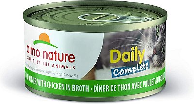 Almo nature Daily Complete - Jantar de Atum com Frango em Caldo. Livre de grãos, comida enlatada úmida para gatos adultos desfiada (1652)