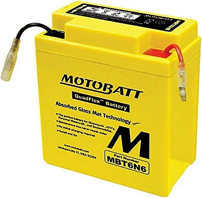 Bateria MotoBatt DB Electrical MBT6N6 para Bateria Motobatt 6Ah, Honda, Kawasaki, Yamaha CA200 CB100 Super Sport CB125S CL100 Scrambler MT125 MT250 KE100A KE125A KL250 DT175 DT250 XT250 XT