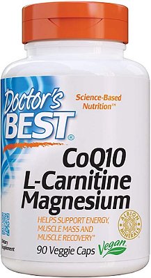 Melhor médico Coq10 / L-Carnitina / Magnésio Mistura única, Suporta Energia, Massa Muscular e Recuperação Muscular, Cápsulas Vegetarianas, 90 Contagem
