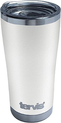 Caneca de viagem revestida de aço inoxidável triplo isolado mantém bebidas frias e quentes, 20oz Legacy, Branco Glacial