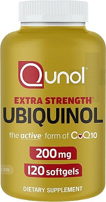 Qunol Ubiquinol CoQ10 200mg Cápsulas Gelatinosas, Poderoso Antioxidante para a Saúde Cardíaca e Vascular, Essencial para a Produção de Energia, Suplemento Natural Forma Ativa de CoQ10