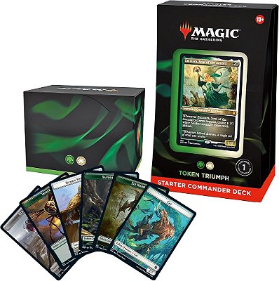 Magic: The Gathering Deck de Comandante Inicial - Triunfo de Fichas (Verde-Branco) | Deck Pronto para Jogar para Iniciantes e Fãs | Idade 13+ | Jogos de Cartas Colecionáveis