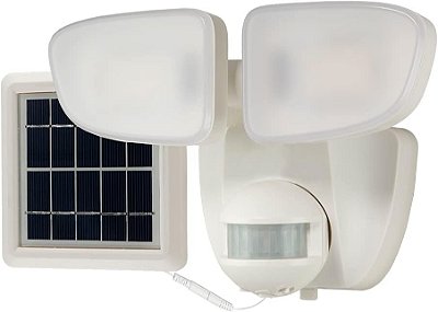 Luz de inundação externa de LED solar HALO com sensor de movimento de 180 graus e luz de segurança dupla 700 lumens branca