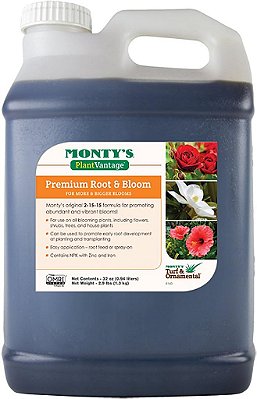 Monty's Plant Food Company 502323 32 oz Fertilizante Premium Vantage Root Bloom para Plantas