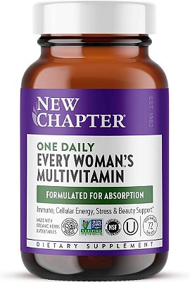 Novo Capítulo Multivitamínico para Mulheres para Apoio à Imunidade, Beleza + Energia com mais de 20 Nutrientes -- Daily de uma Mulher, Suave no Estômago, 72 Comprimidos