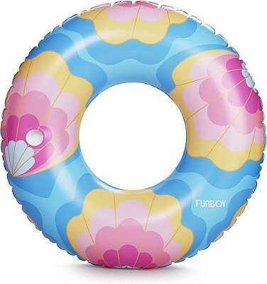 Float inflável gigante em forma de conchas de sereia da FUNBOY, boia de piscina no estilo de donut, balsa de luxo para festas de verão e entretenimento na piscina.