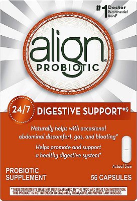 Probiótico Align, Probióticos para Mulheres e Homens, Suplemento Probiótico Diário para Saúde Digestiva*, #1 Probiótico Recomendado por Médicos e Gastroenterologistas‡, 56 Cáps
