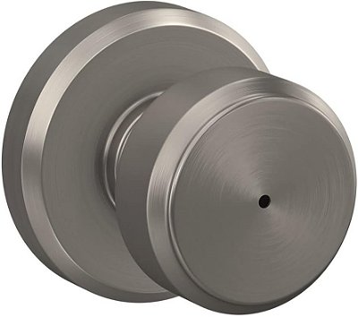 Maçaneta para Porta Schlage F40 BWE 619 GSN Bowery com Acabamento Greyson, Trava de Privacidade para Banheiro e Quarto, Níquel Acetinado