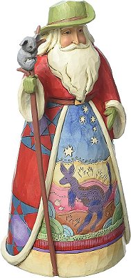 Enesco Jim Shore Heartwood Creek Australian Santa Figurine de Resina de Pedra, 7 polegadas, Multicolorido, Vermelho, Branco e Verde