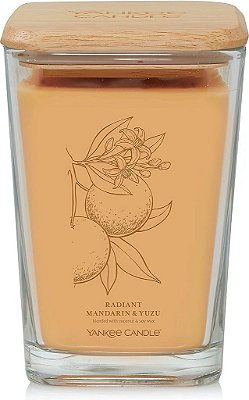 Vela grande quadrada de coleção de bem-estar Radiant Mandarin & Yuzu da Yankee Candle, 19,5 oz.