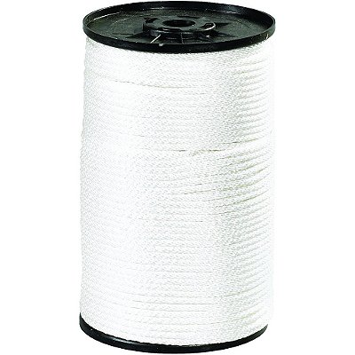 Corda de Nylon Trançado Sólido Partners Brand PTWR116, 1/8, 320 lb, 500', Branco.