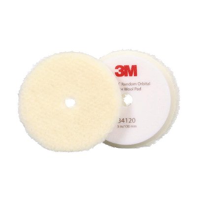 Almofada de Lã para Polimento 3M Perfect-It Random Orbital Compounding, 5/130 mm, Branca, 34120, Almofadas Orbitais para Polimento Automotivo