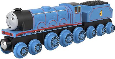 Thomas & Friends Ferrovia de Madeira Brinquedo de Trem Gordon Empurre-a Cabine de Madeira e Carro de Carvão para Crianças em Idade Pré-Escolar Acima de 2 Anos.