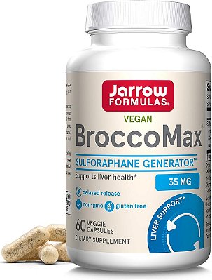 Fórmulas Jarrow BroccoMax Gerador de Sulforafano 35mg c/Glucosinolato de Sulforafano & Mirrosinase, Suplemento Dietético para Suporte à Saúde do Fígado, 60 Cápsulas