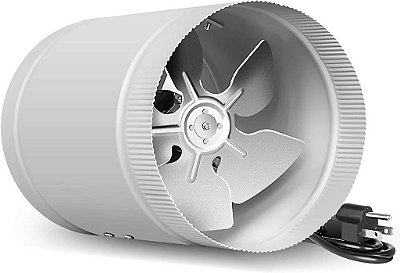 iPower 8 Polegadas 254 CFM Ventilador de Duto In-line com Baixo Ruído, Ventilação de Exaustão HVAC para Banheiros/Cozinhas/Subsolo/Sótãos, Cinza