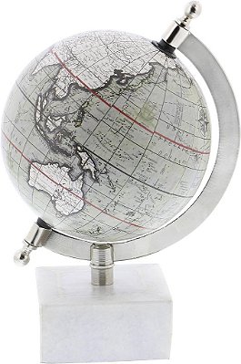Globo de mármore Deco 79 com base de mármore, 6 x 5 x 9, branco.