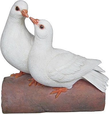 Estátua de duas pombas em um tronco, branco, da Hi-Line Gift Ltd