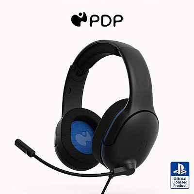 Fone de ouvido com fio PDP AIRLITE PRO para Playstation 5 com microfone boom com cancelamento de ruído: para consoles PS5/PS4/PS3/PC (Preto)