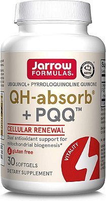 Jarrow Formulas QH-Absorb + PQQ - 30 Cápsulas Gelatinosas - Suplemento Alimentar que Suporta a Biogênese Mitocondrial, Produção de Energia e Saúde Cardiovascular - Até 30 Porções