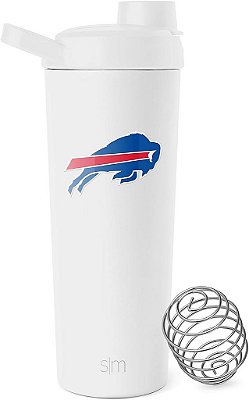 Garrafa Agitadora de Aço Inoxidável Oficialmente Licenciada NFL Buffalo Bills da Simple Modern com Bola 24oz | Copo Isolado de Metal para Misturas de Proteína, Shakes e Pré-Treino | Coleção Rally | Buffalo