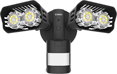 Luzes de segurança LED SANSI, 18W (equivalente a 150W de incandescente) Luzes com sensor de movimento, 1800lm 5000K Luz do dia à prova d'água Luzes de inundação externas com