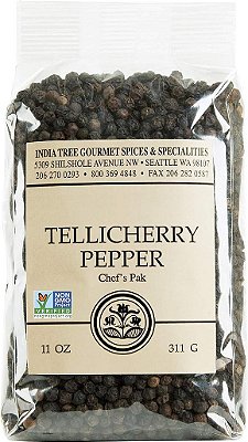 Pimenta Preta Tellicherry da India Tree, Grão Inteiro, 11 Onças, Aromático, Grande, Grãos Cheios