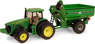 Brinquedo de Trator John Deere ERTL Big Farm com Caçamba de Grãos J&M - Escala 1:64 - Brinquedos de Fazenda e Construção - Autênticos Brinquedos de Trator John Deere de Metal Fund