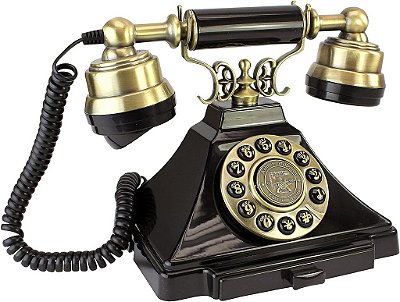 Telefone Antigo Design Toscano PM1938 - Royal Victoria 1938 - Telefone Rotativo - Telefone Retro com Fio - Telefones Decorativos Vintage, Preto