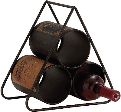 Suporte para Vinho em Formato de Pirâmide de Metal Deco 79, 11 x 6 x 10, Preto