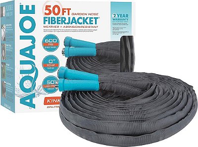 Mangueira de fibra de 50 pés x 5/8 polegadas com conexões de alumínio Aqua Joe AJFJH50-58-MAX