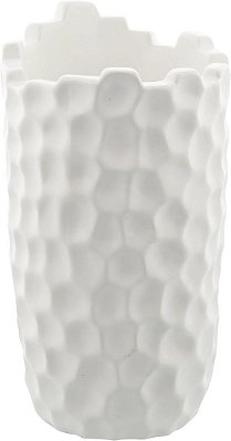 Vaso de Porcelana Deco 79 com Textura Martelada, 5 x 5 x 9, Branco