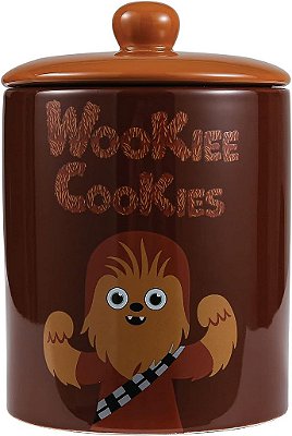 Guerra nas Estrelas para Animais de Estimação Pote de Biscoitos Wookiee Chewbacca | Pote de Biscoitos para Cachorro 7.3 x 5.1 com Tampa, Seguro para Lava-louças | Cont