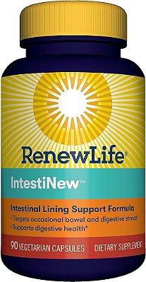 Renew Life IntestiNew Fórmula de Suporte para o Revestimento Intestinal, Suplemento Alimentar que Auxilia na Saúde Digestiva, L-Glutamina, Livre de Laticínios, Soja e Glúten, 90 Cá