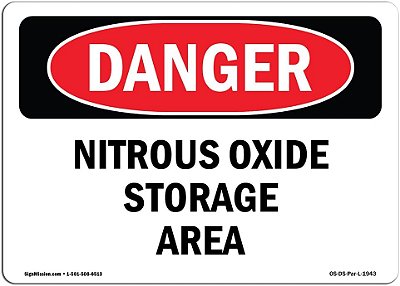 Placa de perigo da OSHA - Área de armazenamento de óxido nitroso | Placa de alumínio | Proteja seu negócio, canteiro de obras, depósito e área de loja | Fabricado nos EUA