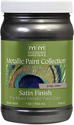 Modern Masters 1 qt ME244 Tinta Metálica Cinza Aço Coleção de Pintura Metálica Decorativa à Base de Água